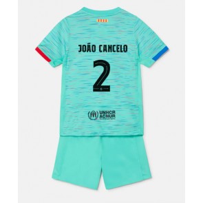 Barcelona Joao Cancelo #2 Koszulka Trzecich Dziecięca 2023-24 Krótki Rękaw (+ Krótkie spodenki)